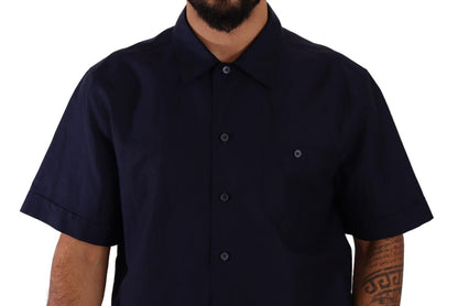 Chemise à Manches Courtes Boutonnée Bleu Marine Dolce & Gabbana