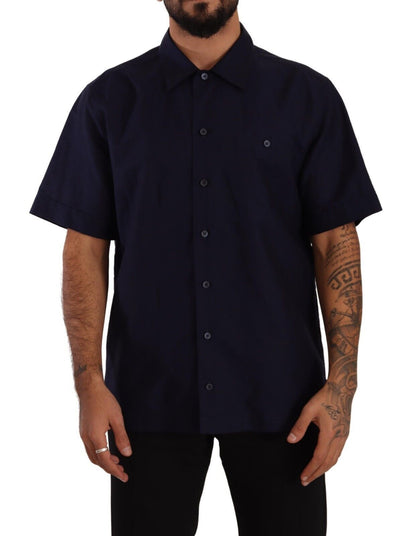 Chemise à Manches Courtes Boutonnée Bleu Marine Dolce & Gabbana