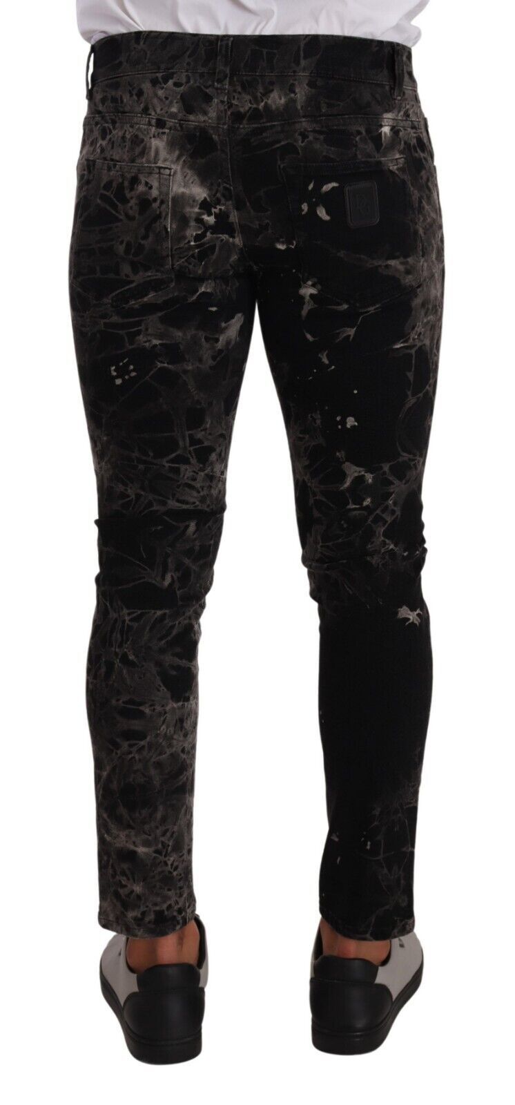 Jeans slim noir à motifs Dolce & Gabbana