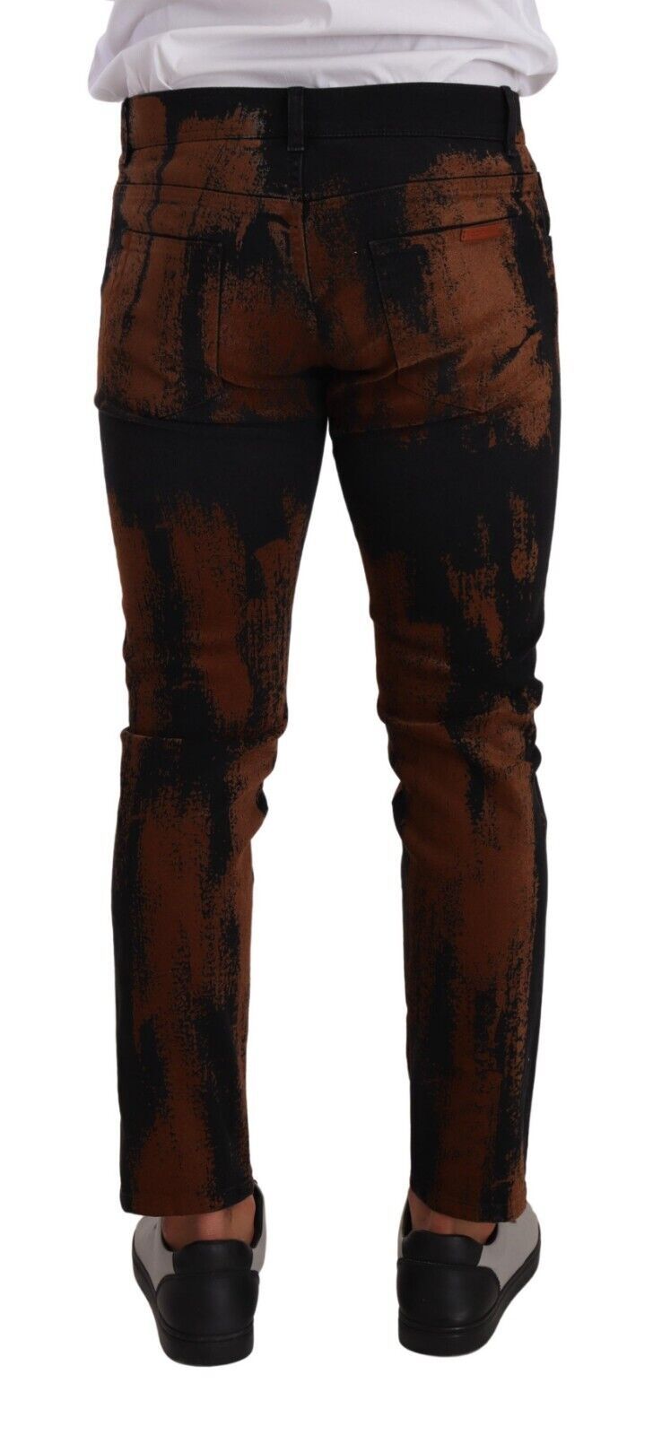 Jean skinny en coton tie-dye noir et marron Dolce & Gabbana