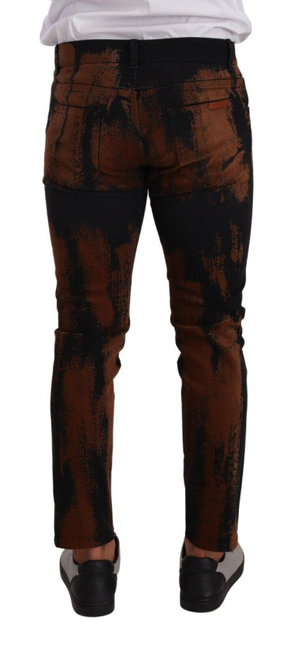 Jean skinny en coton tie-dye noir et marron Dolce & Gabbana