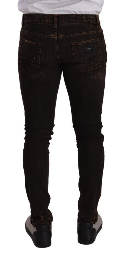 Jean slim délavé marron Dolce & Gabbana