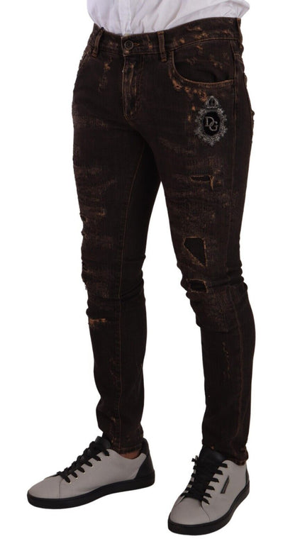 Jean slim délavé marron Dolce & Gabbana