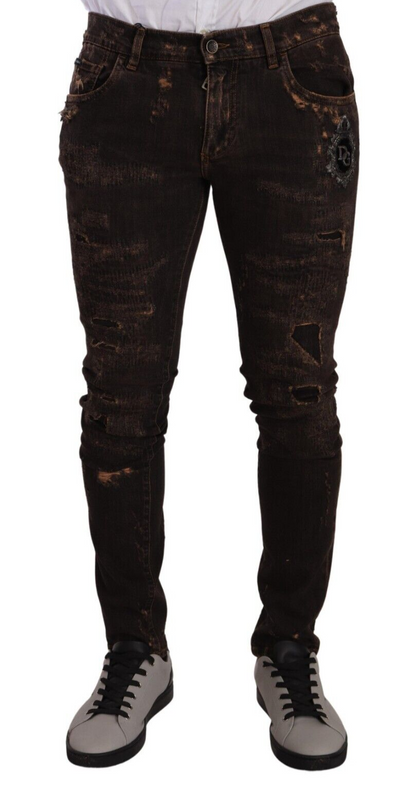 Jean slim délavé marron Dolce & Gabbana