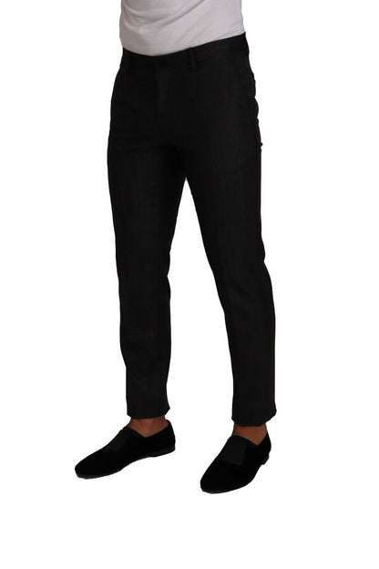 Pantalon de costume formel en laine à carreaux gris Dolce & Gabbana
