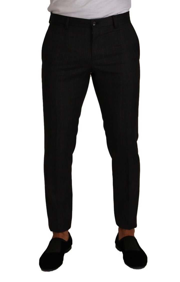 Pantalones de vestir formales Dolce & Gabbana de lana a cuadros grises