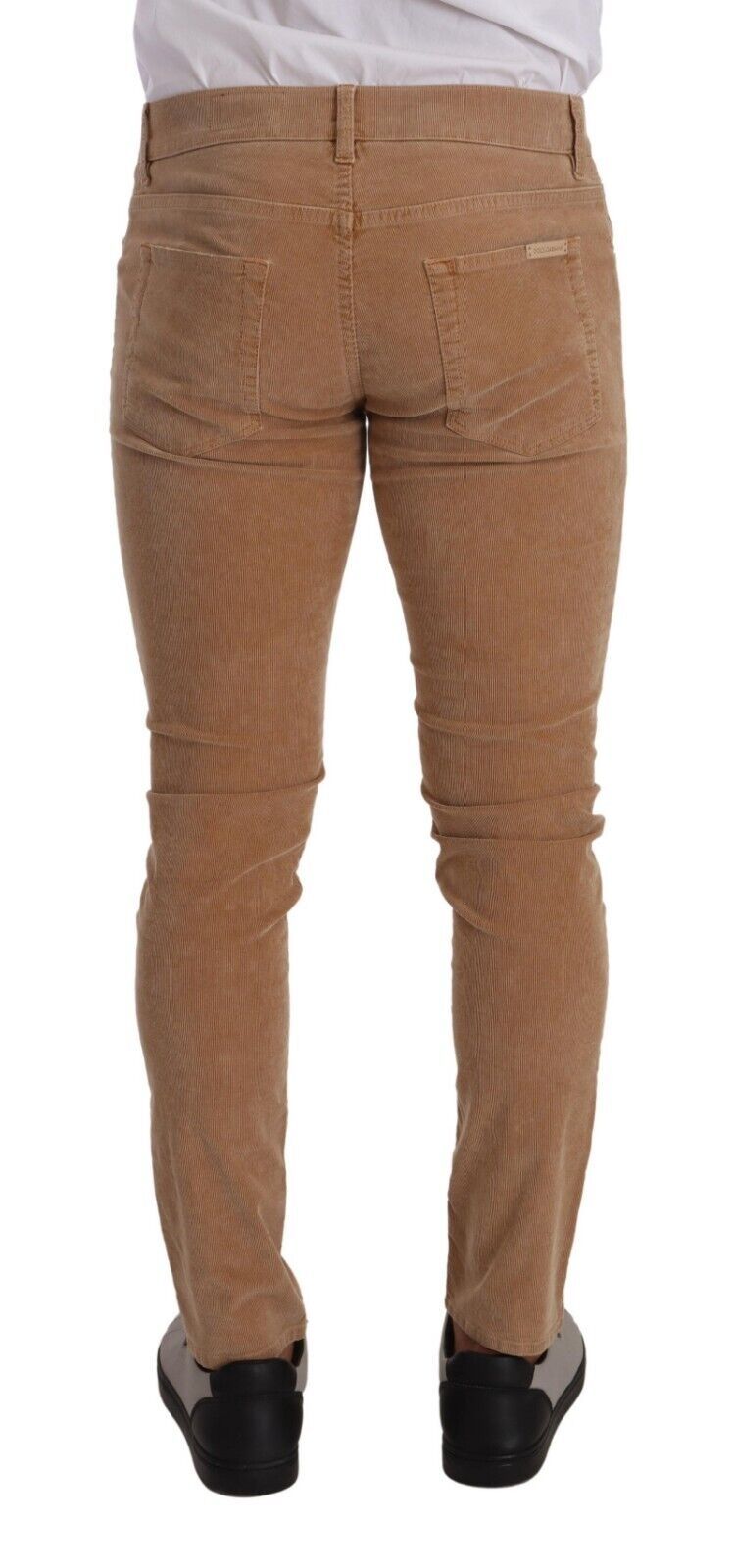 Jeans slim Dolce & Gabbana en velours côtelé de coton marron