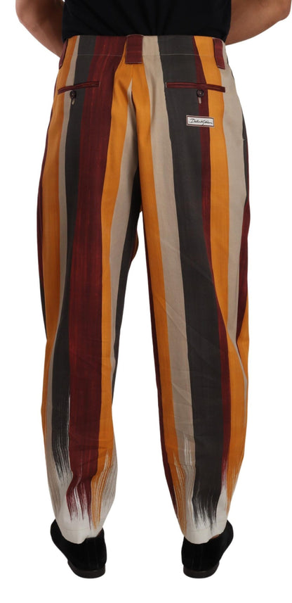 Pantalon fuselé en coton rayé multicolore Dolce & Gabbana