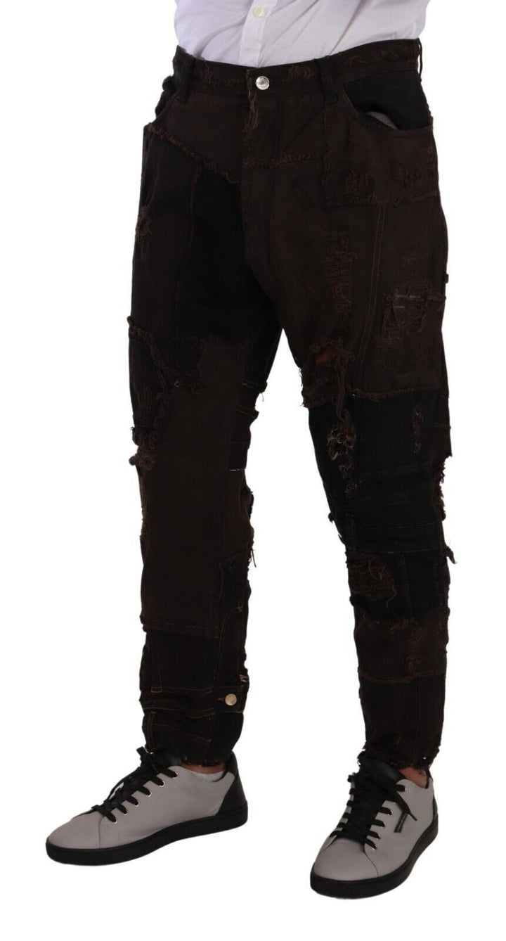 Jean en denim ordinaire usé en coton marron Dolce & Gabbana