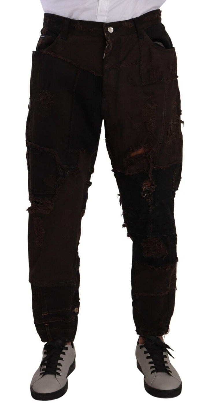 Jean en denim ordinaire usé en coton marron Dolce & Gabbana