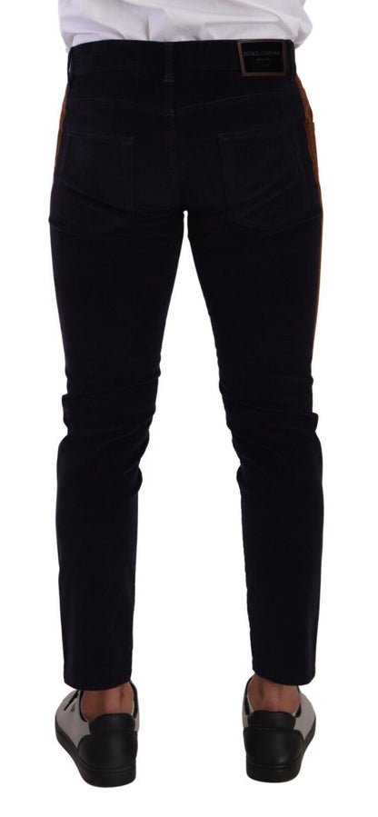 Jean slim en velours côtelé extensible en coton bleu Dolce & Gabbana