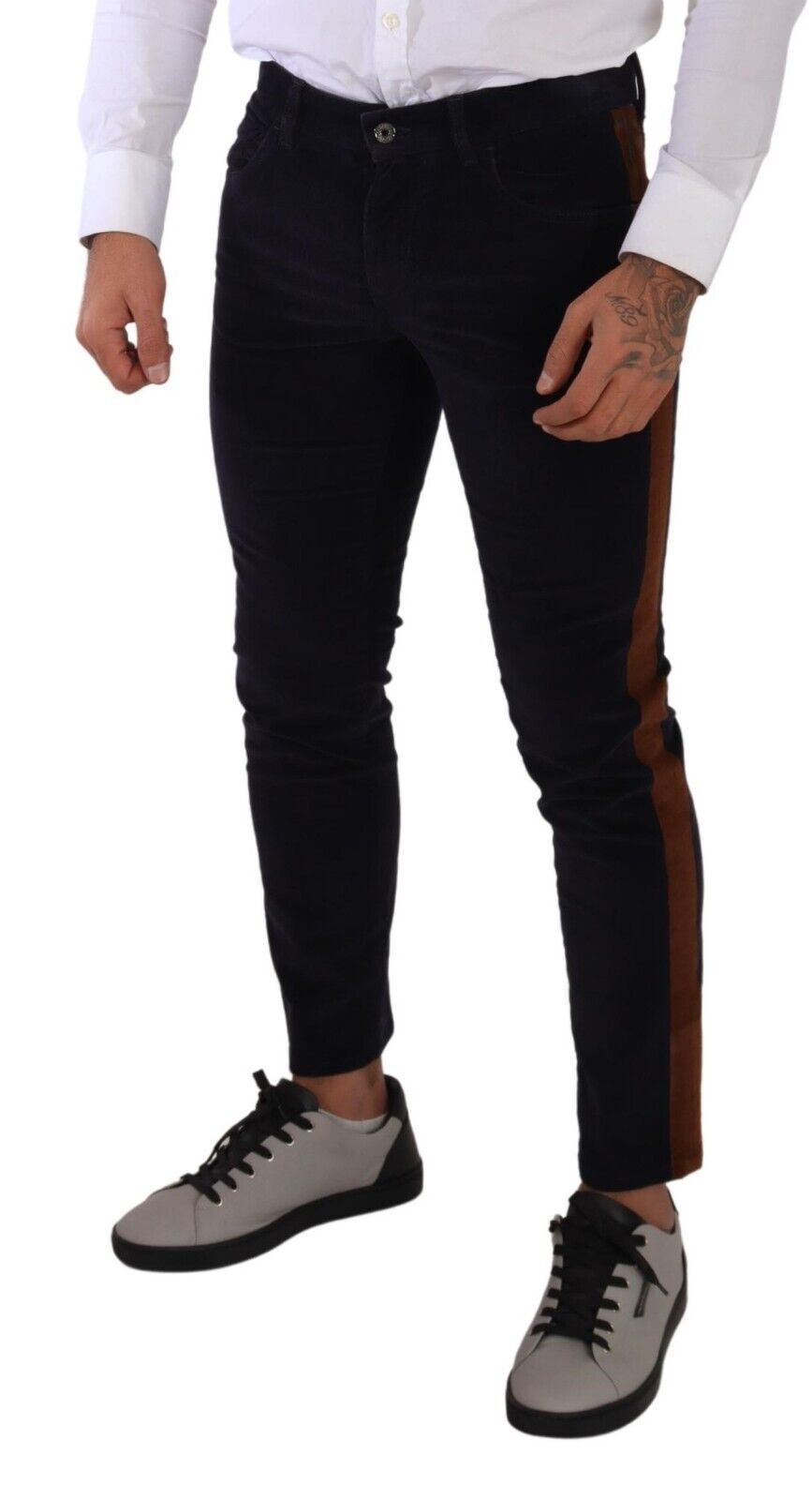 Jean slim en velours côtelé extensible en coton bleu Dolce & Gabbana