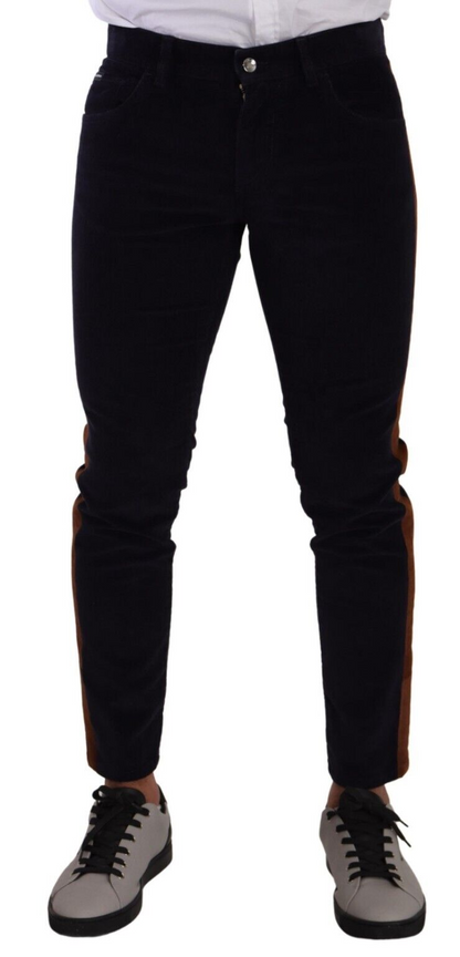 Jean slim en velours côtelé extensible en coton bleu Dolce & Gabbana