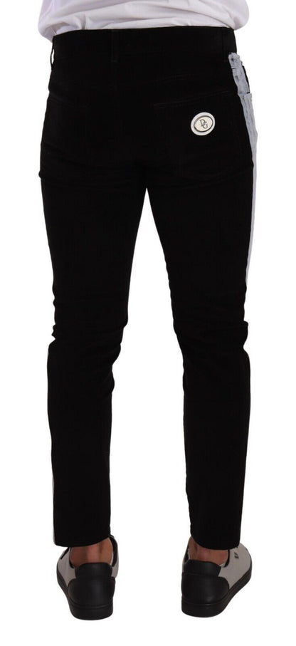 Jean slim en velours côtelé stretch de coton noir Dolce & Gabbana