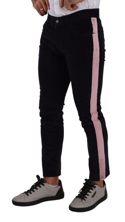 Dolce & Gabbana Jean Skinny en Coton Côtelé Bleu Extensible