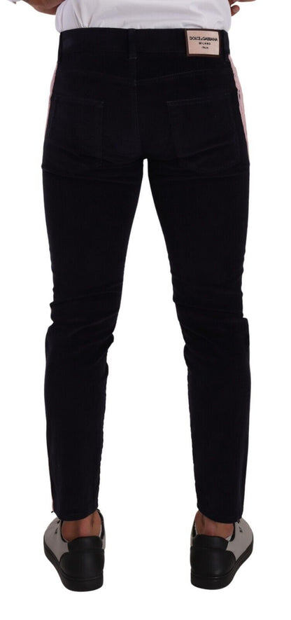 Dolce & Gabbana Jean Skinny en Coton Côtelé Bleu Extensible