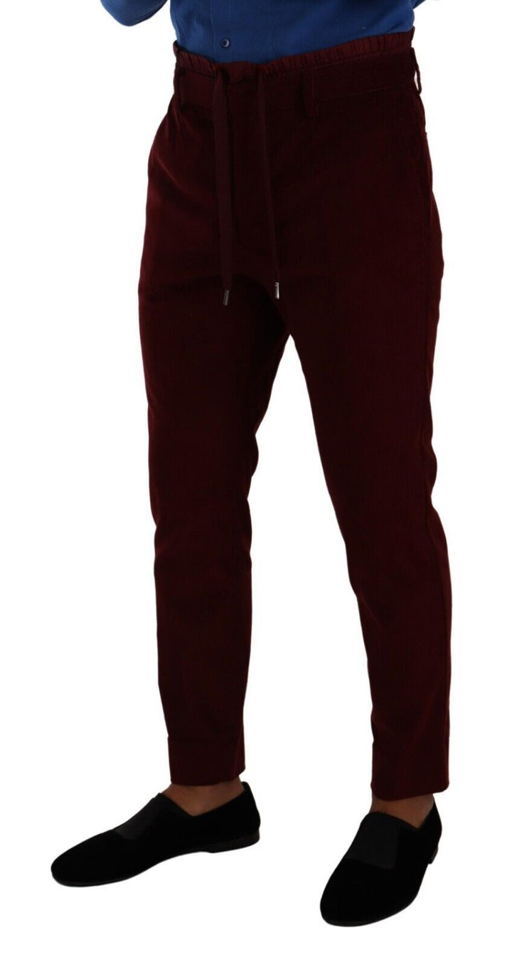 Dolce & Gabbana Pantalón de Vestir Formal de Terciopelo Burdeos para Hombre