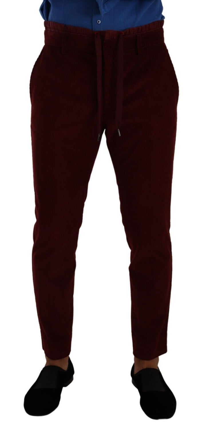 Dolce & Gabbana Pantalón de Vestir Formal de Terciopelo Burdeos para Hombre