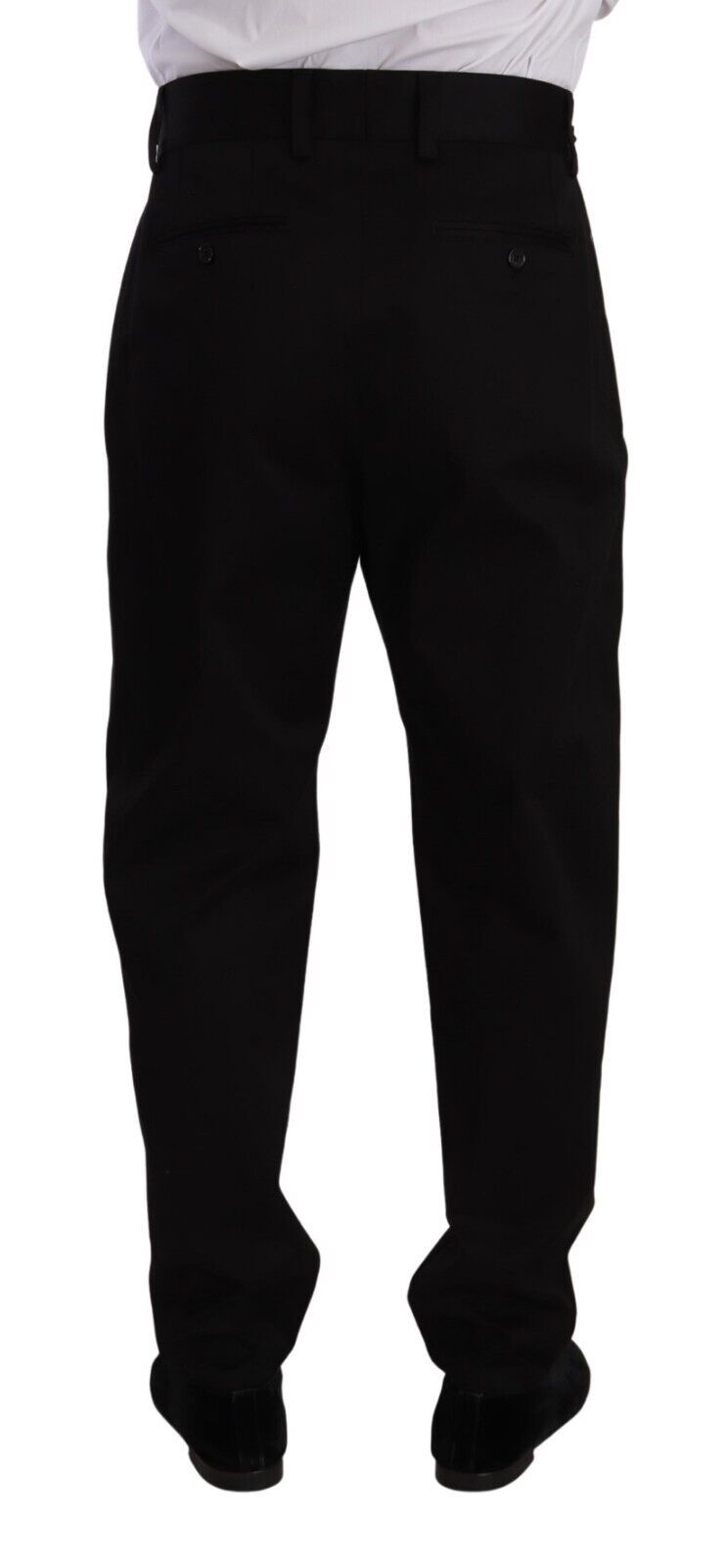 Pantalon de ville taille haute Dolce & Gabbana en coton noir pour homme