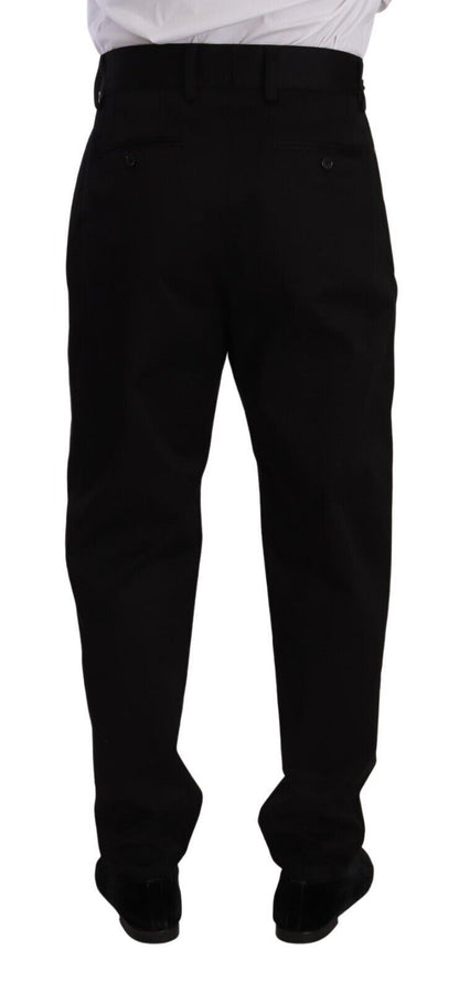 Pantalon de ville taille haute Dolce & Gabbana en coton noir pour homme
