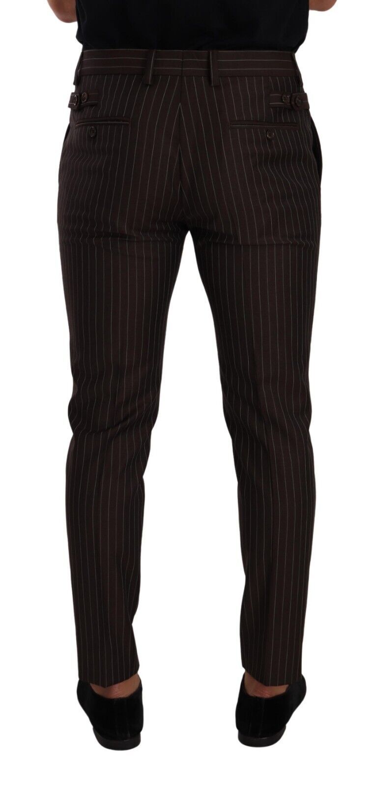 Pantalon de costume habillé en laine rayée marron Dolce & Gabbana
