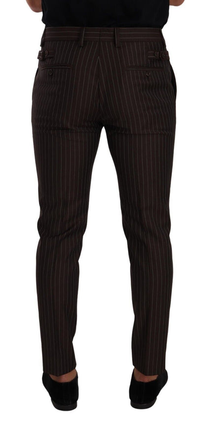 Pantalon de costume habillé en laine rayée marron Dolce & Gabbana