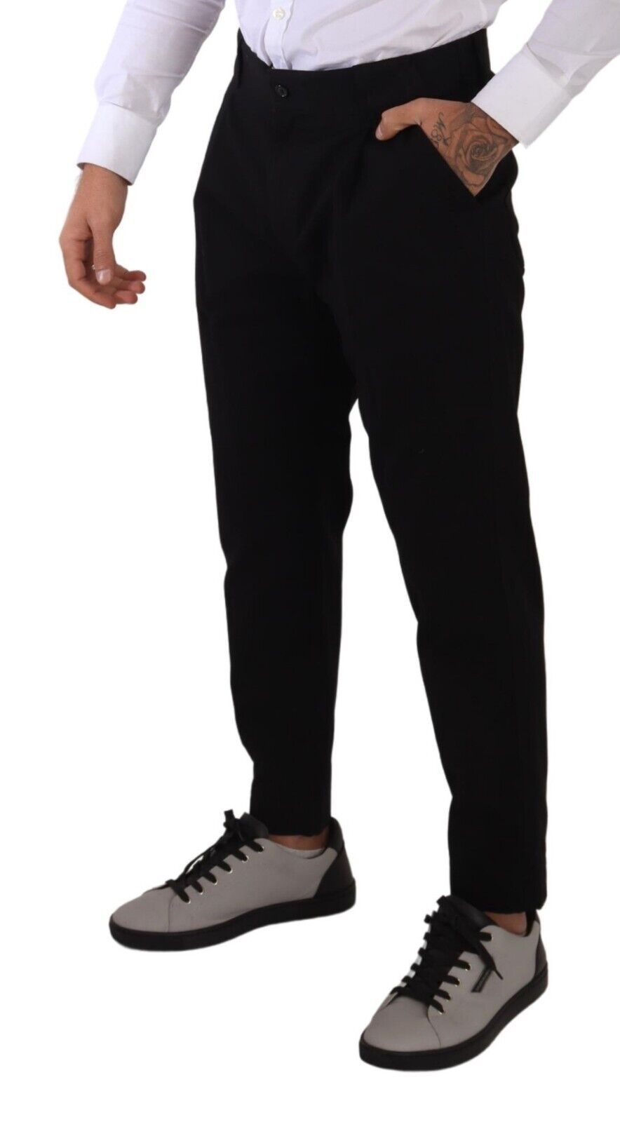 Dolce & Gabbana Pantalon Chino Jean Noir en Coton Stretch