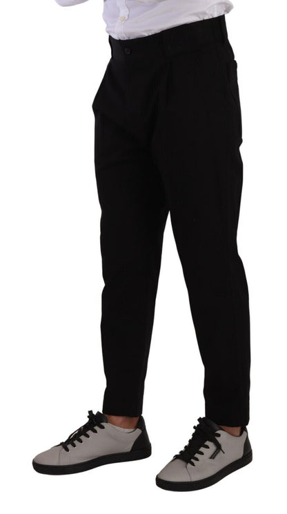 Dolce & Gabbana Pantalon Chino Jean Noir en Coton Stretch