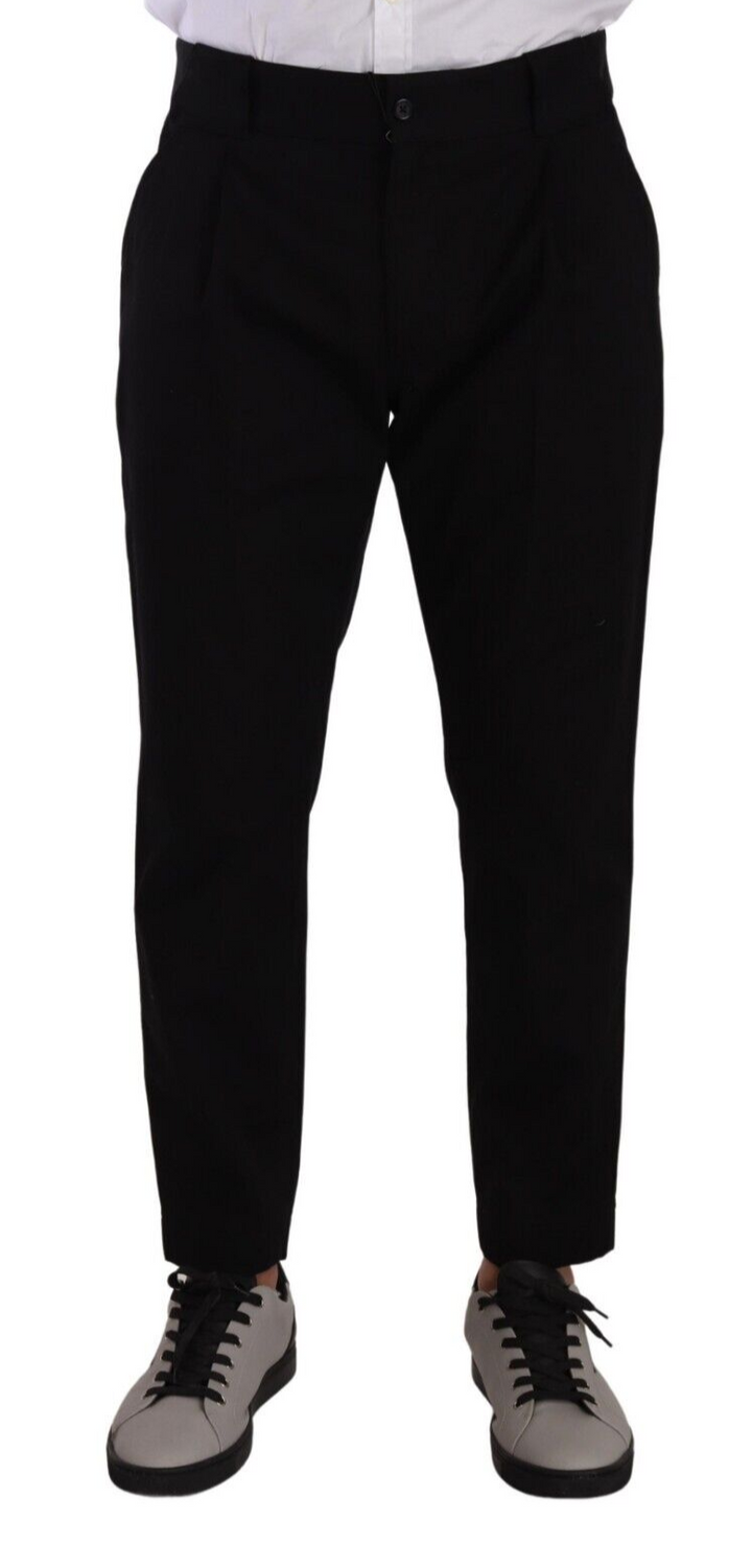 Dolce & Gabbana Pantalón Chino Ajustado de Algodón Elástico Negro