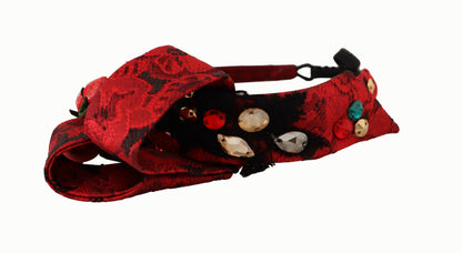 Serre-tête diadème Dolce & Gabbana en soie cerise avec logo nœud en cristal