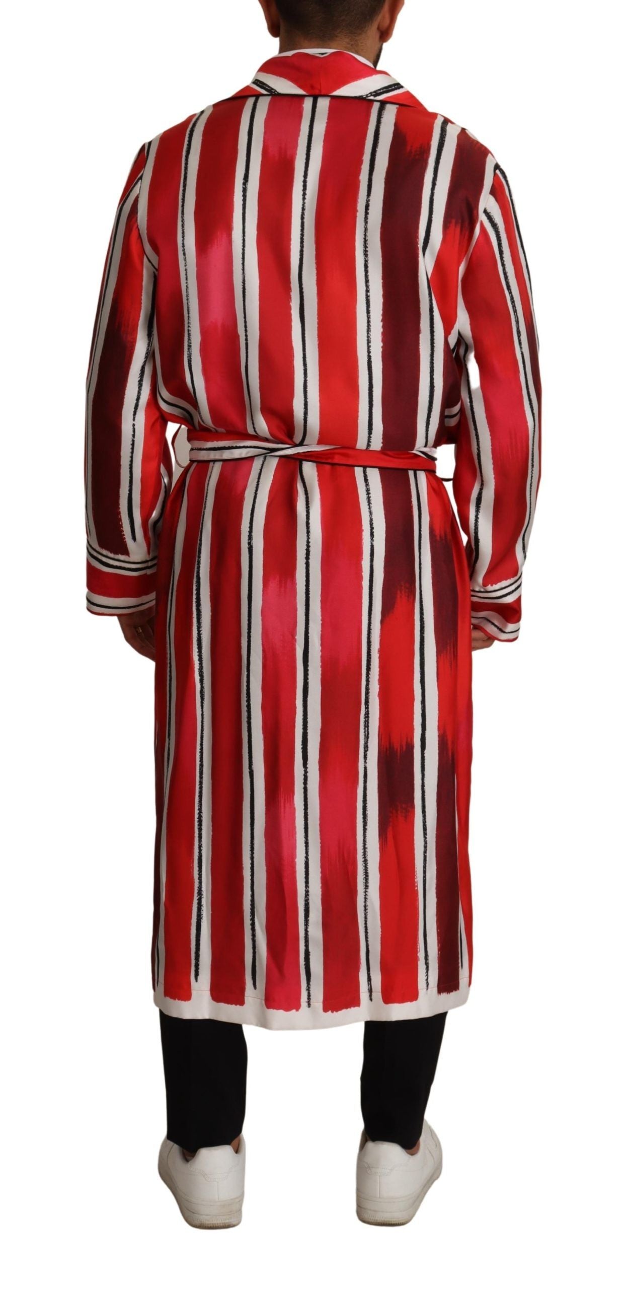 Peignoir de nuit en soie à rayures rouges et blanches Dolce & Gabbana pour homme