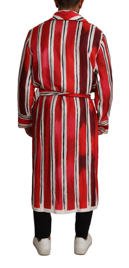 Peignoir de nuit en soie à rayures rouges et blanches Dolce & Gabbana pour homme