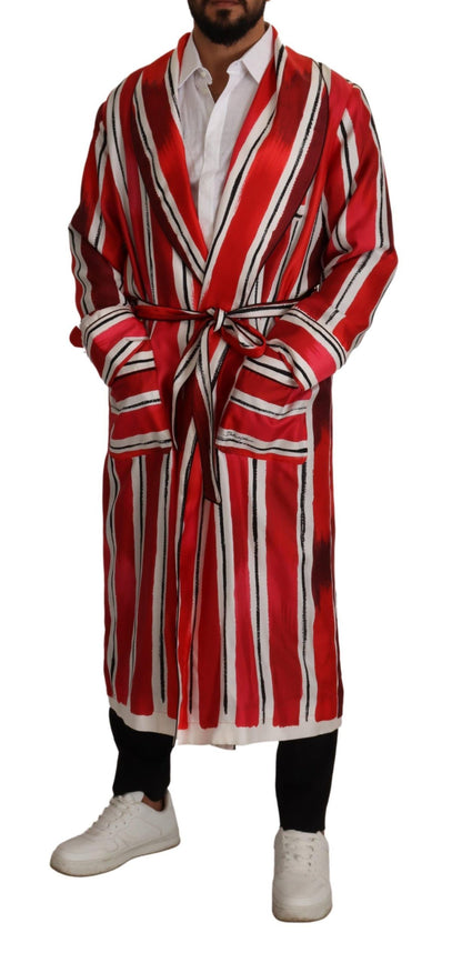 Peignoir de nuit en soie à rayures rouges et blanches Dolce & Gabbana pour homme