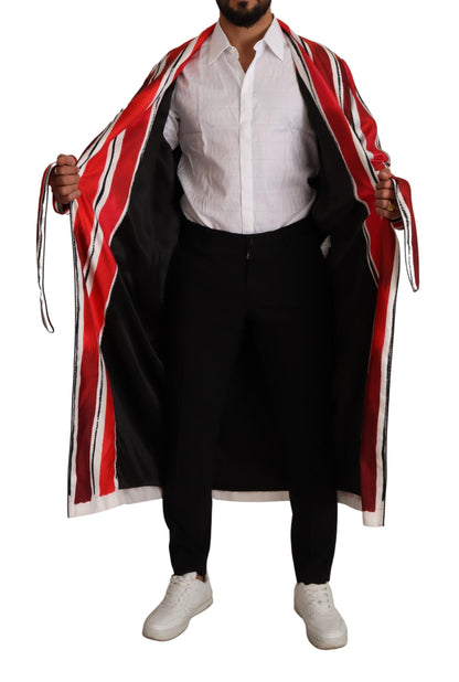 Peignoir de nuit en soie à rayures rouges et blanches Dolce & Gabbana pour homme