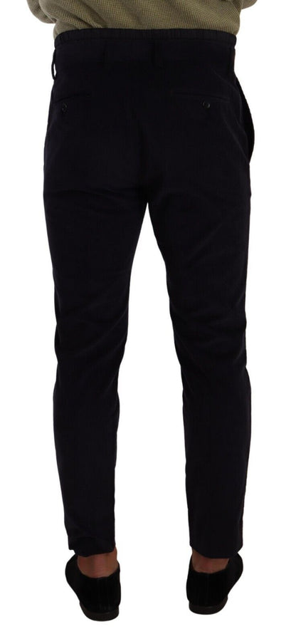 Pantalon skinny en velours côtelé de coton bleu Dolce & Gabbana