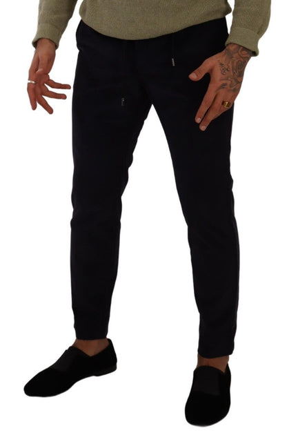Pantalon skinny en velours côtelé de coton bleu Dolce & Gabbana