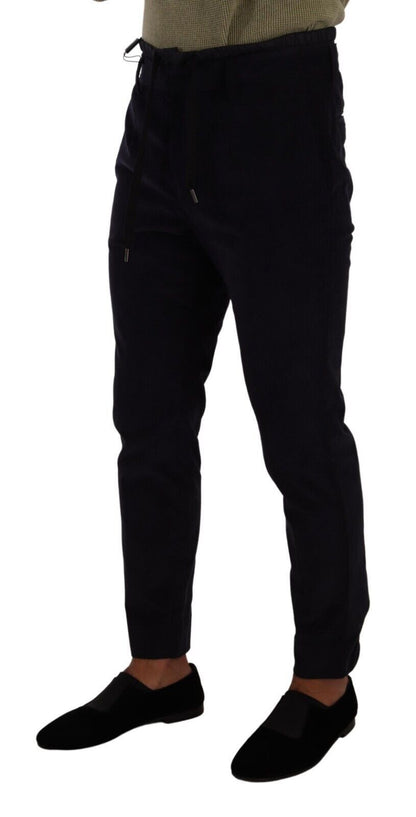 Pantalon skinny en velours côtelé de coton bleu Dolce & Gabbana