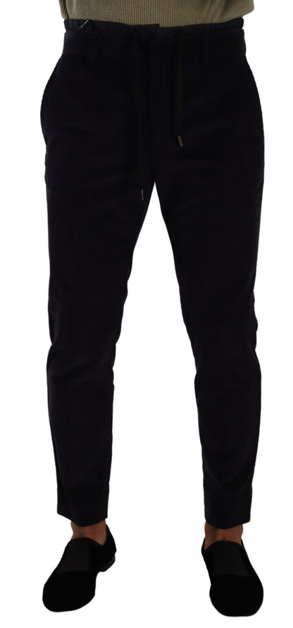 Pantalon skinny en velours côtelé de coton bleu Dolce & Gabbana