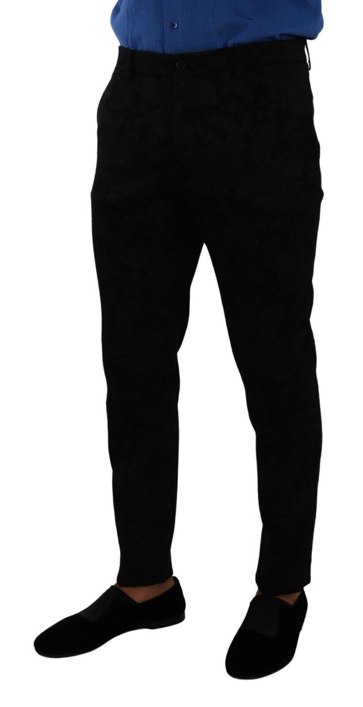 Pantalones de vestir formales Dolce & Gabbana pitillo de brocado negro