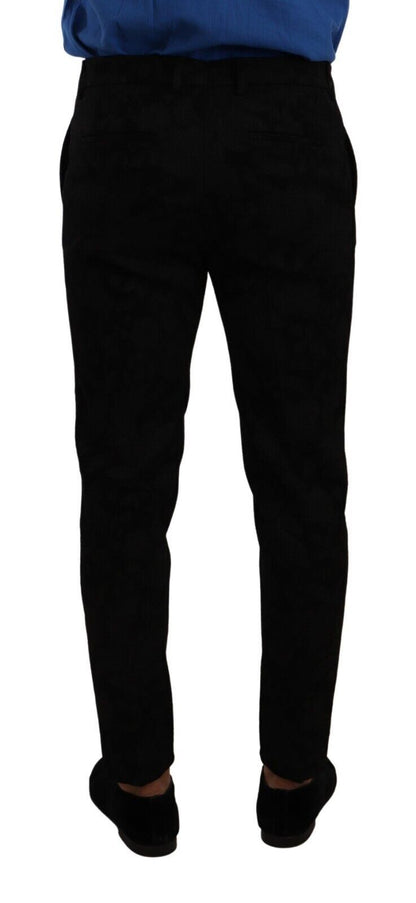 Pantalon de soirée habillé skinny en brocart noir Dolce & Gabbana