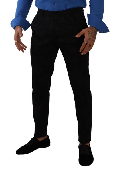 Pantalon de soirée habillé skinny en brocart noir Dolce & Gabbana