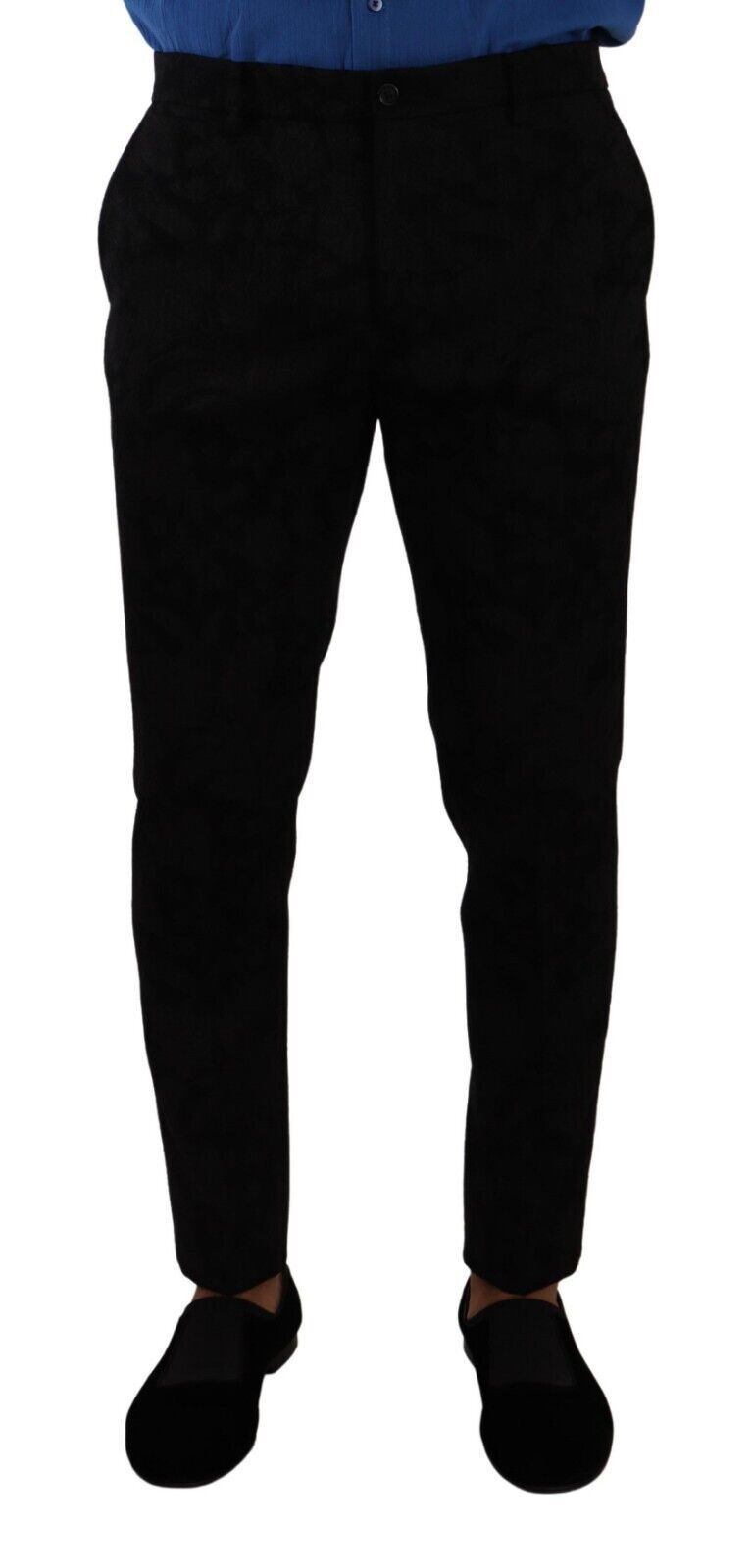 Pantalon de soirée habillé skinny en brocart noir Dolce & Gabbana