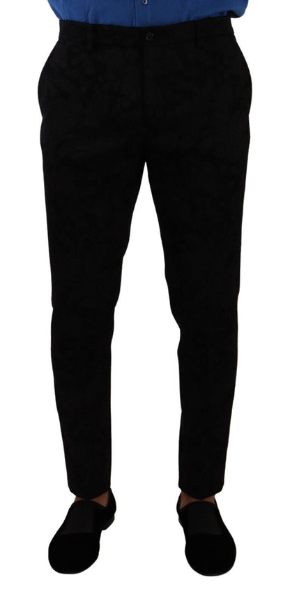 Pantalon de soirée habillé skinny en brocart noir Dolce & Gabbana