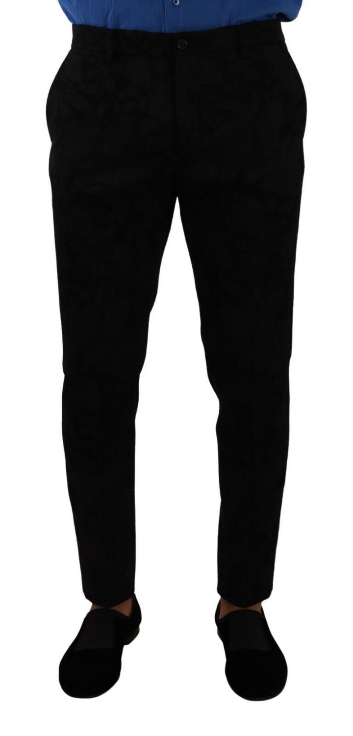Pantalones de vestir formales Dolce & Gabbana pitillo de brocado negro