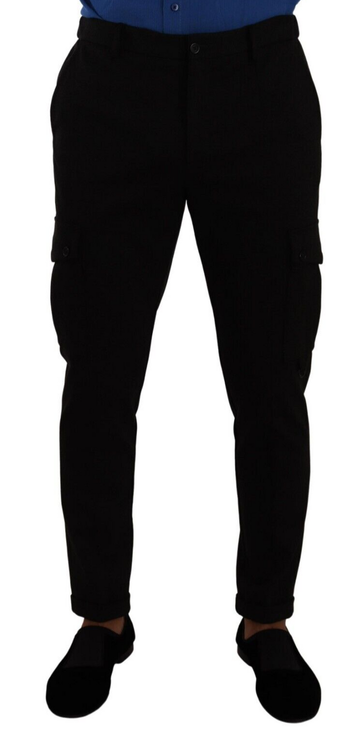 Pantalones cargo pitillo negros de viscosa Dolce & Gabbana