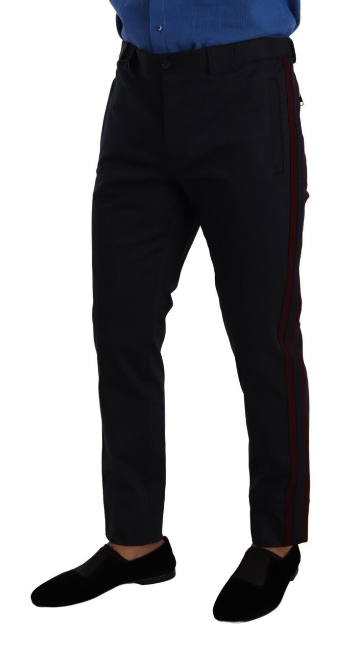 Pantalones chinos ajustados de algodón azul burdeos de Dolce & Gabbana