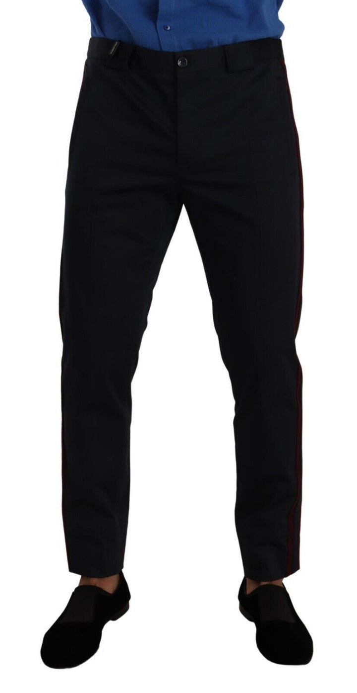 Pantalones chinos ajustados de algodón azul burdeos de Dolce & Gabbana