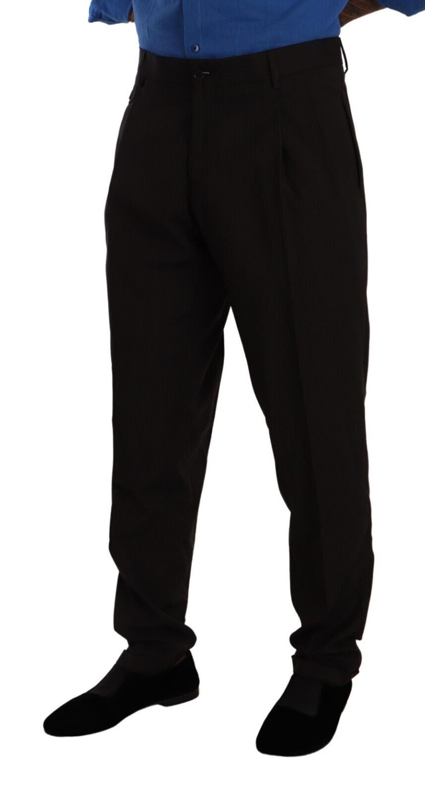 Pantalon de costume ajusté en laine marron Dolce & Gabbana
