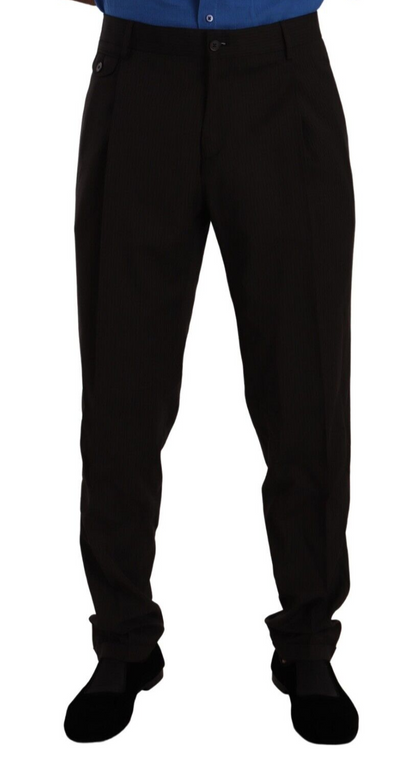Pantalon de costume ajusté en laine marron Dolce & Gabbana
