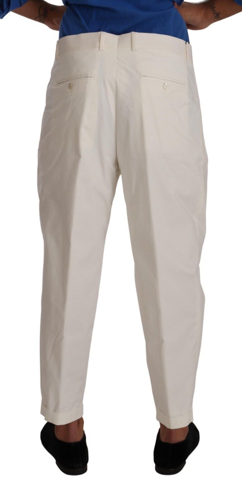 Pantalon habillé fuselé en coton blanc pour homme Dolce & Gabbana